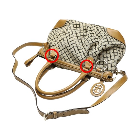 GUCCI Diamante Canvas Tote Bag Beige x Brown 247902 - Picture 9 of 16